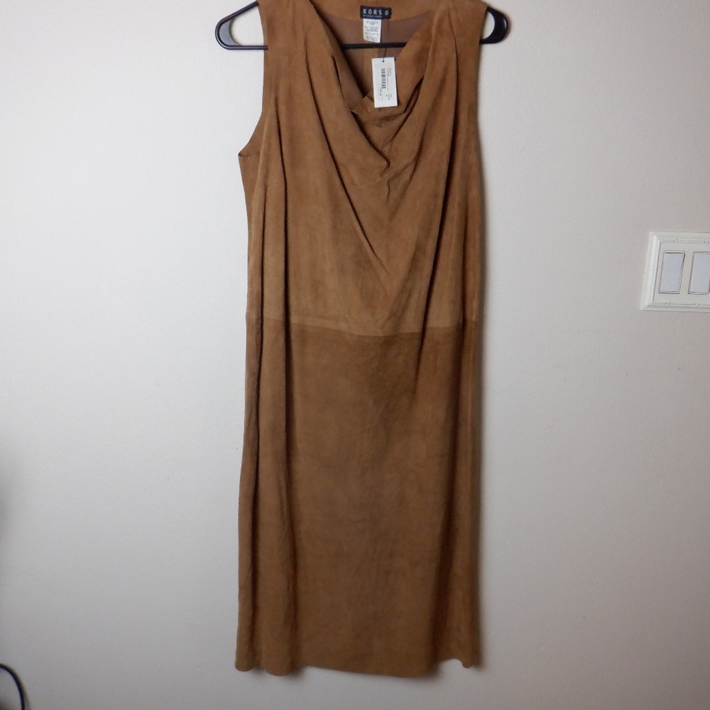 Michael Kors vintage 100% suede drop neck dress, size 10